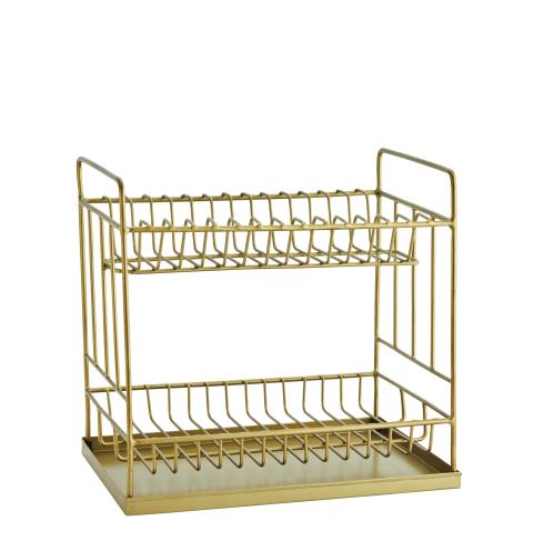 Diskställ med bricka - Antik Mässing - 35 x 25 x 33,5 cm - www.frokenfraken.se