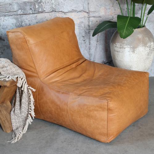 Loungestol - Sittpuff - Läder - 83 x 103 x 83 cm - www.frokenfraken.se