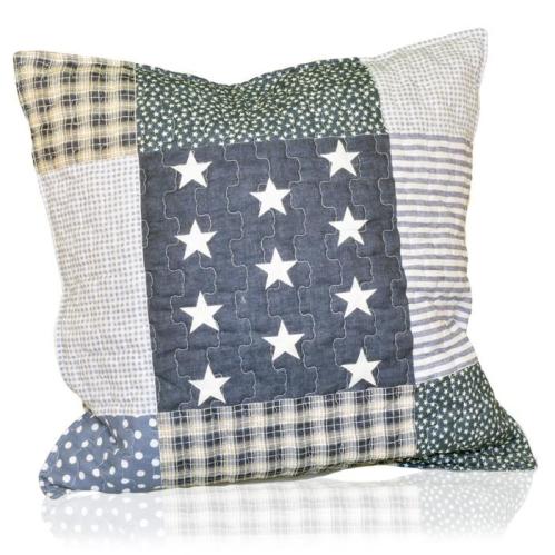 Kudde - Blå med stjärnor & ränder - 45x45 - www.frokenfraken.se