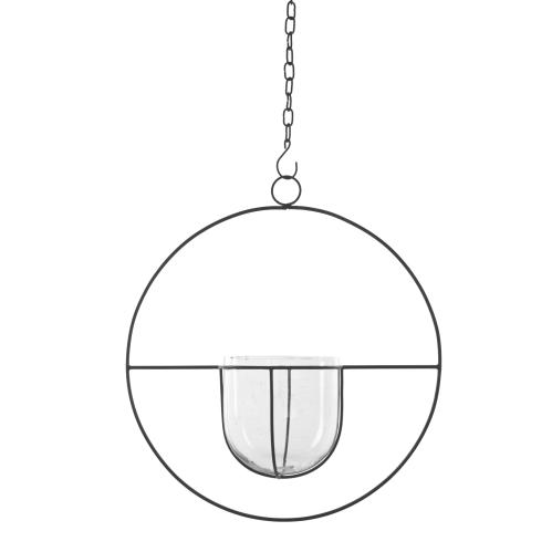Ampel - Glaskruka i Cirkel Antik Silver - 41 cm - www.frokenfraken.se