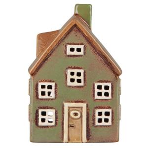 Hus för värmeljus - Nyhavn - Grönt brun dörr - 16 cm - www.frokenfraken.se