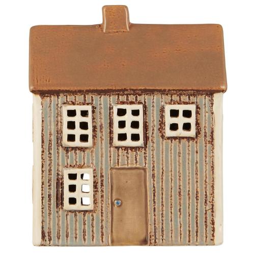 Hus för värmeljus - Visby - brun dörr - 17 cm - www.frokenfraken.se
