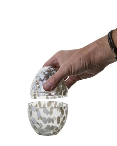 Påskägg - Skål med lock - Glas Vit/isblå - Ø9 x 13 cm - www.frokenfraken.se