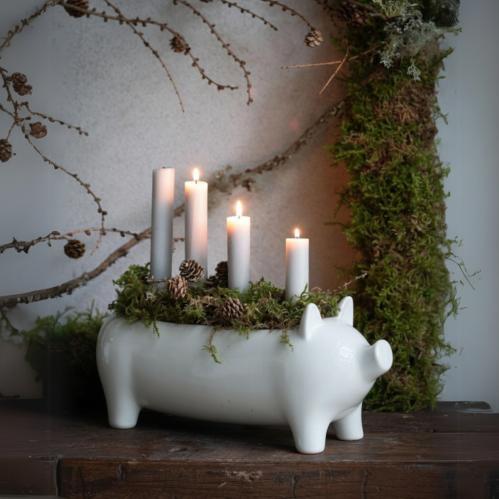 Kruka - Gris - Vit - 40 x 11 x 16 cm - www.frokenfraken.se