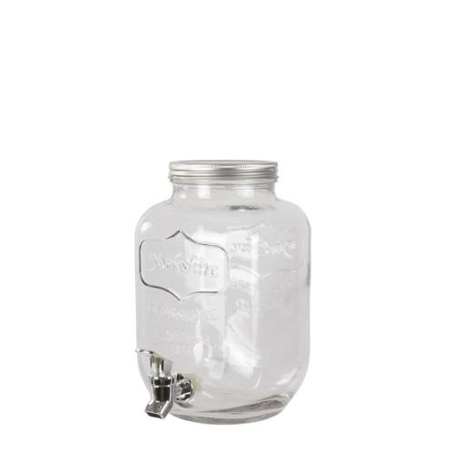 Dryckesbehållare med tappkran - Mönstrat glas - 3,8L - 14,5 x 25,5 cm - www.frokenfraken.se