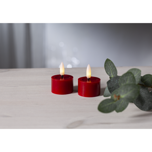 Batteriljus - Röd - LED Värmeljus - 5 cm - Flamme Flow - 2 st - www.frokenfraken.se