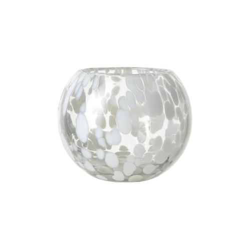 Värmeljushållare - Dot - Vit/isblå - Ø10 x 8 cm - www.frokenfraken.se