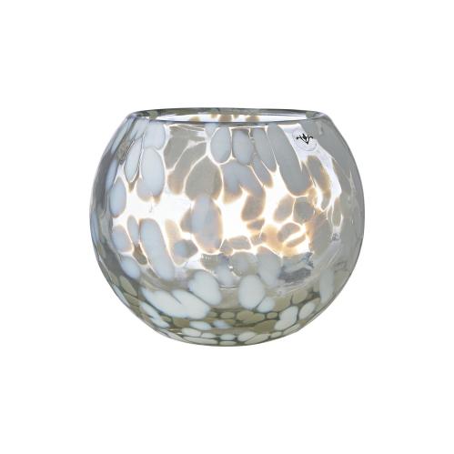 Värmeljushållare - Dot - Vit/isblå - Ø10 x 8 cm - www.frokenfraken.se