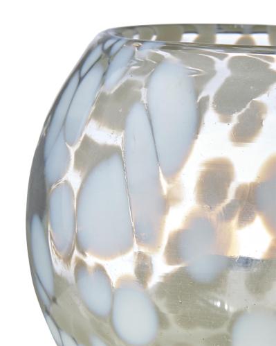 Värmeljushållare - Dot - Vit/isblå - Ø10 x 8 cm - www.frokenfraken.se