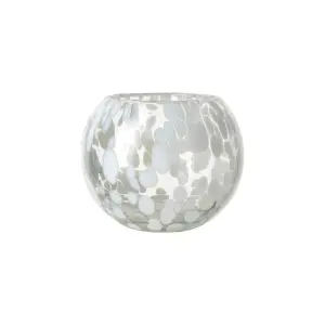 Värmeljushållare - Dot - Vit/isblå - Ø10 x 8 cm - www.frokenfraken.se
