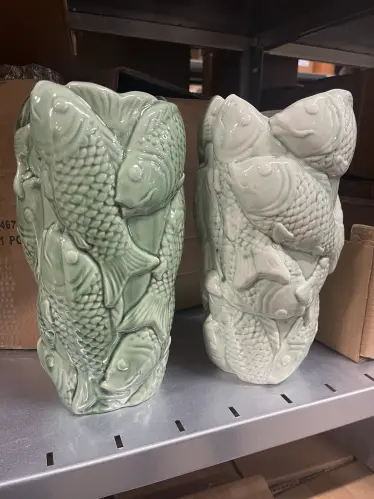Kruka/Vas - Fisk - grön - 27 cm - www.frokenfraken.se