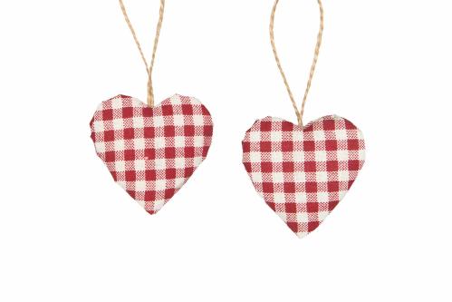 Hänge - Tyghjärta - Rutig - 6-Pack - 5 cm - www.frokenfraken.se