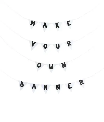 Vimpel - DIY Bokstavsbanner Svart - 138 st flaggor - www.frokenfraken.se