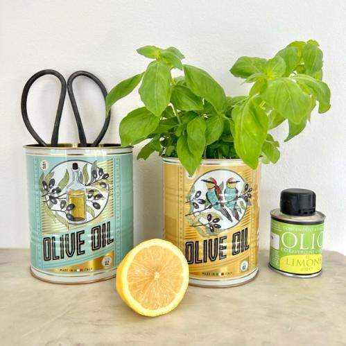 Plåtkruka - Burk i plåt - Retro - Olive Oil - 2 storlekar - www.frokenfraken.se