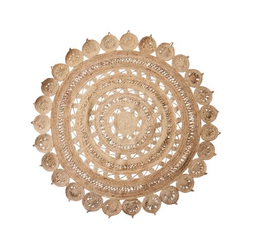 Matta - Boho - Rund Jute - Ø180 cm - www.frokenfraken.se