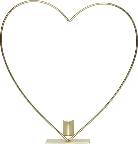 Stående ljusring - Hjärta - Mässing - Batteriljus flammande låga - Ø28 cm - www.frokenfraken.se