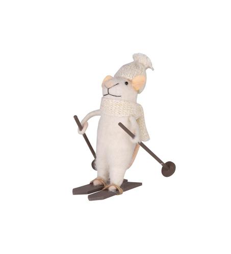 Ulldjur mus på skidor - 12 cm - www.frokenfraken.se