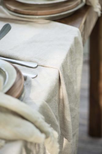 Bordsduk malva/beige ränder - 250 X 150 CM - www.frokenfraken.se