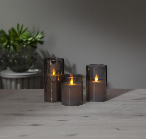 Batteriljus - M-Twinkle - Glashållare - Grå - 7.5 x 12,5 cm - www.frokenfraken.se