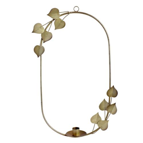 Hängande Ljushållare Blad - Antik Mässing - B30 x H43 x D7 cm - www.frokenfraken.se