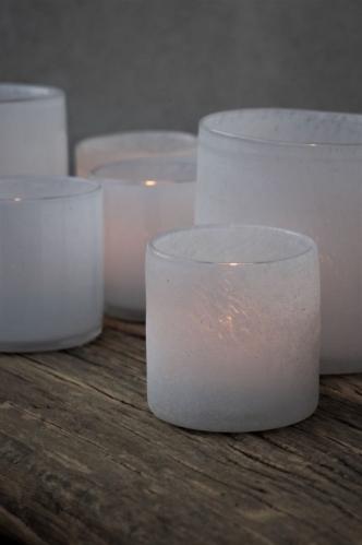 Ljuslykta - Lumiere White Frost - 12 x 12 cm - Bidra till Barncancerfonden - www.frokenfraken.se