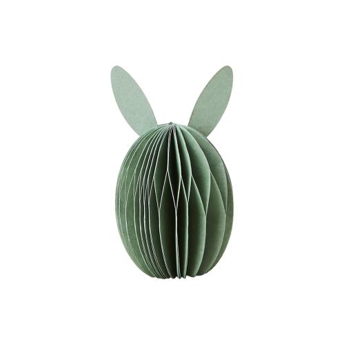 Ägg i papper med öron - Påskdekoration - Grön - Ø4 x 8 cm - www.frokenfraken.se