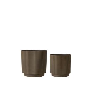 Kruka - Brun - Stripe - 2 storlekar - Ø28/23 cm - www.frokenfraken.se