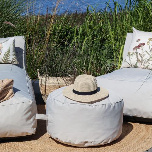 Lounge - Sittpuff - Beige - Utomhus - Ø 60 x 32 cm - 2-Pack - www.frokenfraken.se