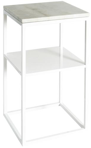 Sängbord - Marmor med hylla - Vitt - www.frokenfraken.se