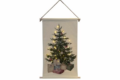 Väggbonad - Julgran med paket - Med belysning - 50 x 75 cm - www.frokenfraken.se