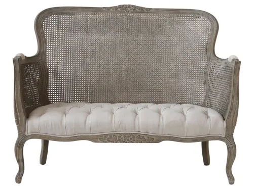 Soffa - Fransk Beige - Flätad med stoppad sits - 130 cm - www.frokenfraken.se