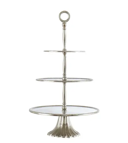Våningsfat - Cake Stand Silver - 3 våningar - 65 cm - www.frokenfraken.se