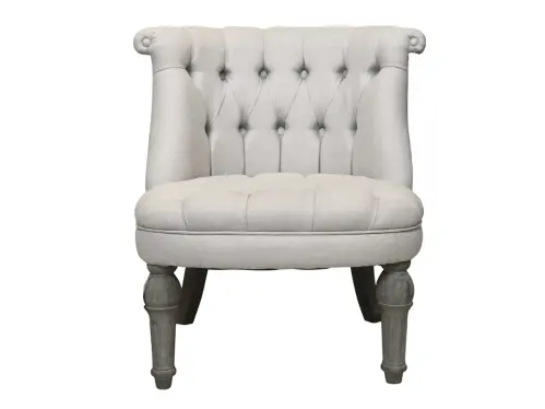 Fåtölj - Fransk Beige - Linnetyg med knappar - www.frokenfraken.se