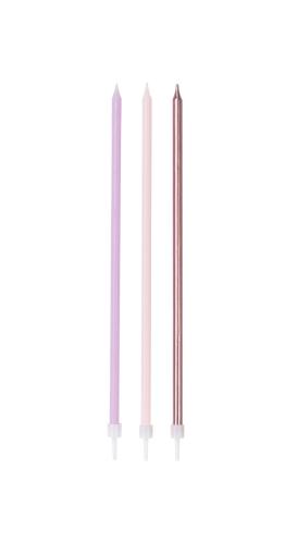 Tårtljus - Långa - Rosa & Roséguld - 16 cm - www.frokenfraken.se