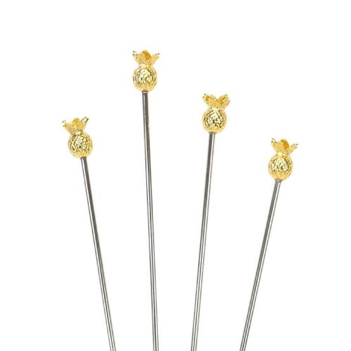 Drinkpinnar i metall - Pineapple - Ananas i guld - 19 cm - www.frokenfraken.se