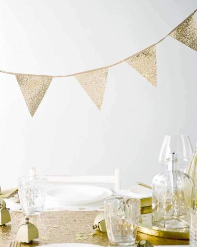 Vimpel - Girlang - Guld Glitter - 3 m - www.frokenfraken.se