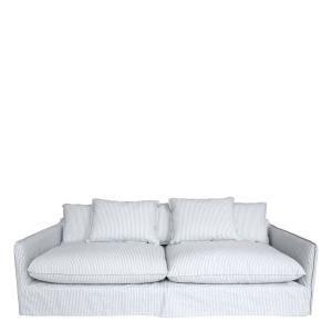 Soffa av Linne - Randig - Blå/Creme - 75 x 220 x 95 cm - www.frokenfraken.se