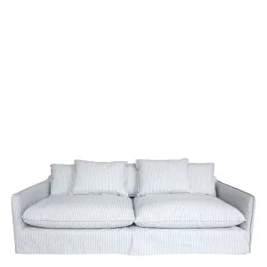 Soffa av Linne - Randig - Blå/Creme - 75 x 220 x 95 cm - www.frokenfraken.se