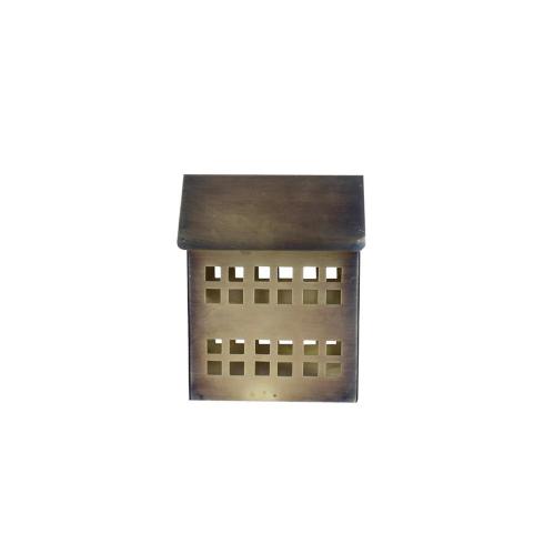 Ljuslykta - Hus i metall - Antik Mässing - B14 x H17 x D10 cm - www.frokenfraken.se