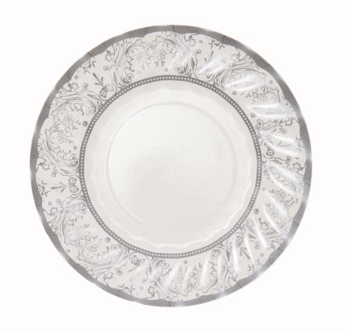 Papperstallrikar - Party Porcelain Silver - 17 cm - www.frokenfraken.se