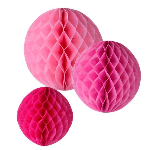 Pom Poms - Decadent Decs Honeycomb Pink Mix - 3 st - www.frokenfraken.se