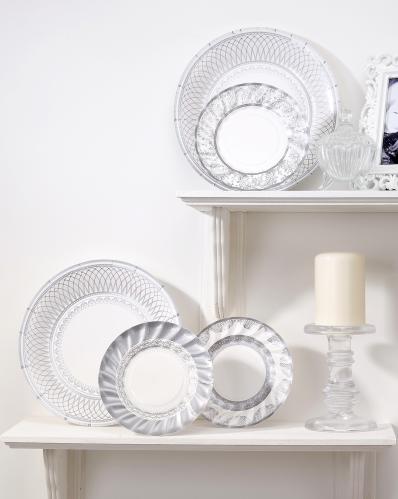 Papperstallrikar - Silver Porcelain - 27 cm - www.frokenfraken.se