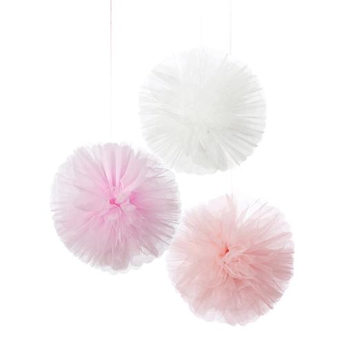 Pom Poms - Tyll Rosa - 3 st - 25 cm - www.frokenfraken.se