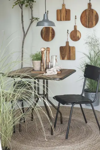 Cafebord fyrkantigt - Trä & Metall - 80 X 80 X 76 CM - www.frokenfraken.se