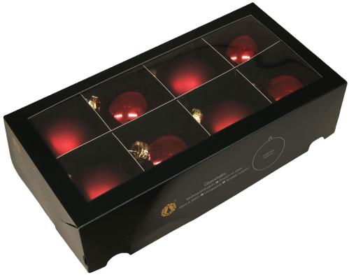 Julkula - Glas - Mörkröd - 8 cm - 8-pack - www.frokenfraken.se
