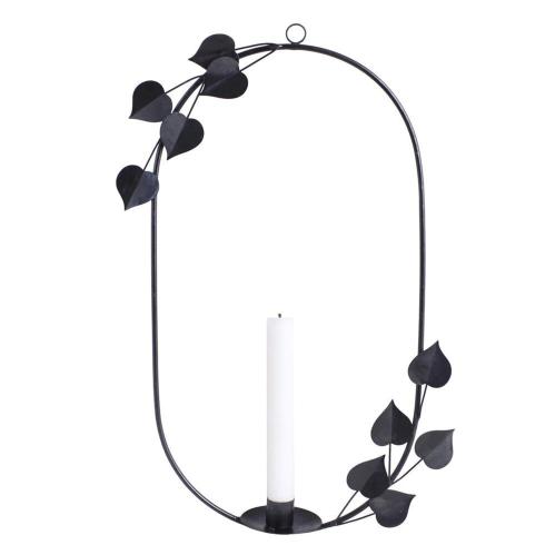 Hängande Ljushållare Blad - Svart - B30 x H43 x D7 cm - www.frokenfraken.se