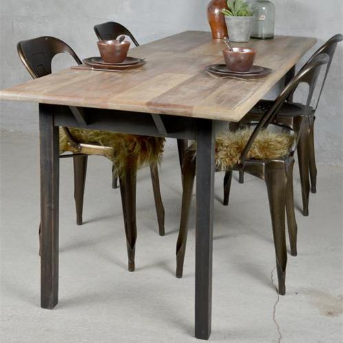 Matbord - Natur/Svart - Återvunnet trä - 220 x 76 cm - www.frokenfraken.se