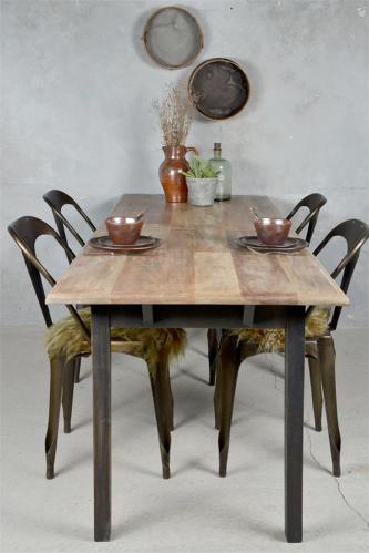 Matbord - Natur/Svart - Återvunnet trä - 220 x 76 cm - www.frokenfraken.se