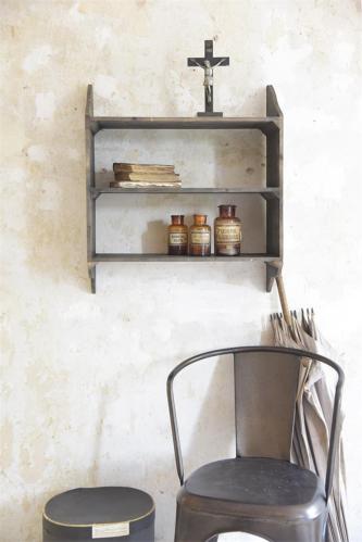 Vägghylla - Trä - Med 3 hyllplan - Vintage Brun - 70 x 60 cm - www.frokenfraken.se