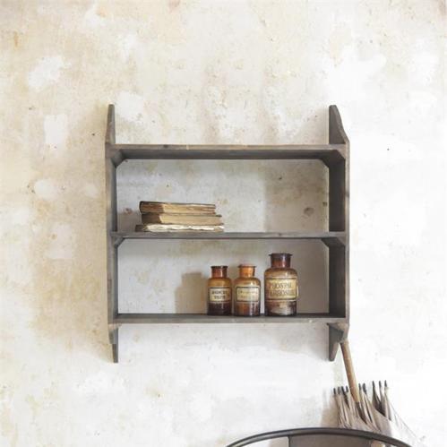 Vägghylla - Trä - Med 3 hyllplan - Vintage Brun - 70 x 60 cm - www.frokenfraken.se